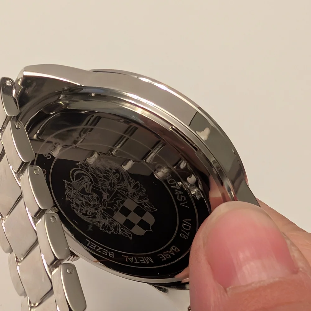 Vince Camuto Silver and Gray Watch with Orange Accents